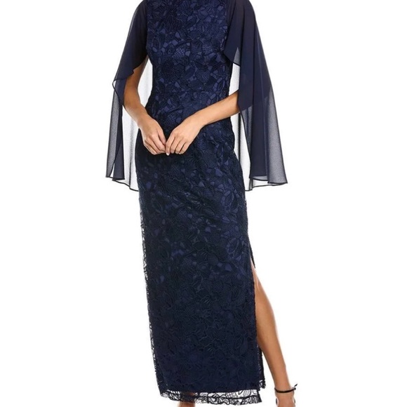 NWT JS Collection Navy Floral Lace Dress - Picture 2 of 5